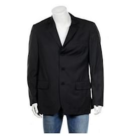 Calvin Klein-Stylish 3 buttons Fitted Striped Suit Jacket, Size L-Black