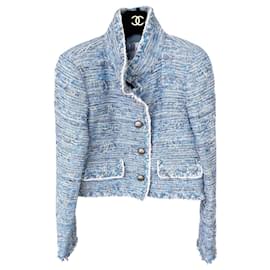 Chanel-7,8K $ nova jaqueta de tweed-Azul