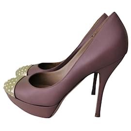 Valentino Rockstud Heels Beige Leather 38 Beige