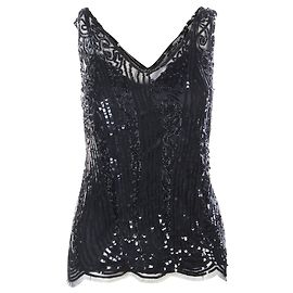 Alberta Ferretti Black Sequin Top Preto