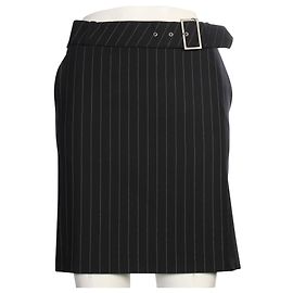 Emporio Armani Minifalda de lana a rayas negras Negro