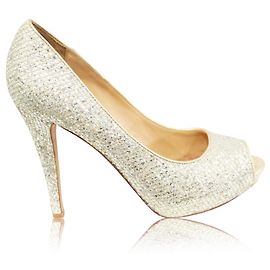 Badgley Mischka Gold Glitter Pumps Golden Metallic