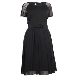 Max & Co Schwarzes Kleid mit Tüllpasse Schwarz