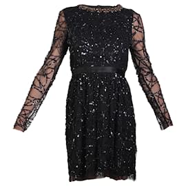 Needle & Thread Robe longue à sequins diamant noir Noir