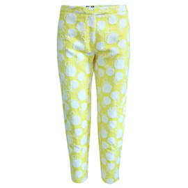 Msgm Yellow Pants with White Embroidery Yellow