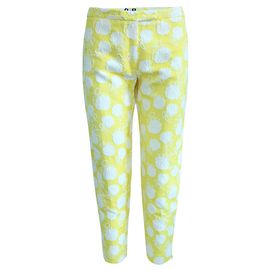 Msgm Pantalon Jaune avec Broderie Blanche Jaune