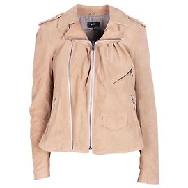 Miss June Veste de cavalier en cuir véritable couleur camel Marron