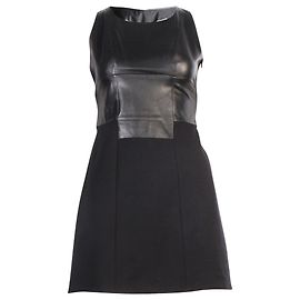 Sportmax Midikleid mit Leder Schwarz