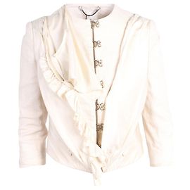 3.1 Phillip Lim Jaqueta cortada com detalhes em linho dourado e seda marfim Carne