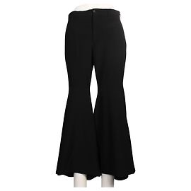 Comme Des Garcons Schwarze Hose mit weitem Bein und Rüschen Schwarz