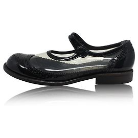 Comme Des Garcons Derby de couro transparente e envernizado Preto