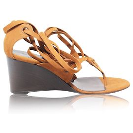 Balenciaga Sandales compensées camel à brides Marron