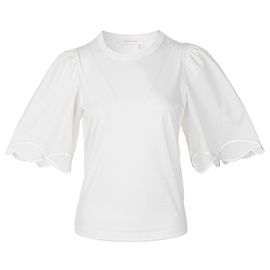 See by Chloé Embroidered Wide Sleeve Top  White Cream