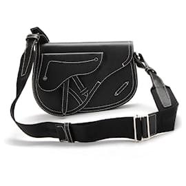 Christian Dior-Dior Dior x Kaws Grained calf leather Saddle Crossbody-Black