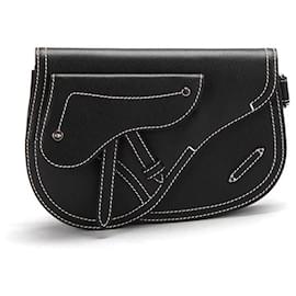 Christian Dior-Dior Dior x Kaws Grained calf leather Saddle Crossbody-Black