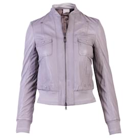 Patrizia Pepe Hellgraue Lederjacke Grau