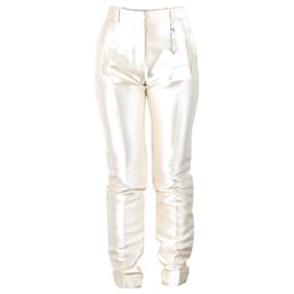 Balenciaga-Champagne Silk Fitted Pants-Metallic