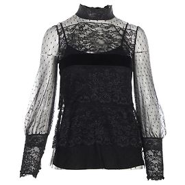 Red Valentino Blusa in pizzo e velluto Nero