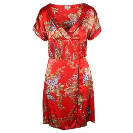 Karen Millen Seidenblümchenkleid Rot