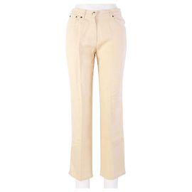 Max Mara Calças de linho amarelo pastel Amarelo
