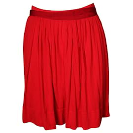 Céline-Red Pleated Skirt-Red