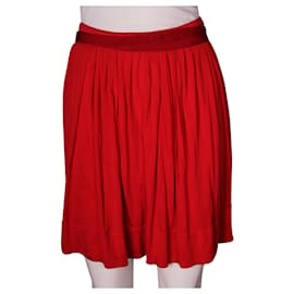 Céline-Red Pleated Skirt-Red
