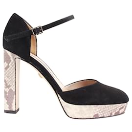 Diane Von Furstenberg Escarpins en daim noir à motif python Noir