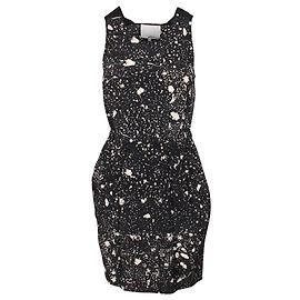 3.1 Phillip Lim Vestido de seda negro con estampado de manchas blancas Negro