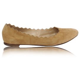 Chloé Beige Wildleder Flats Fleisch