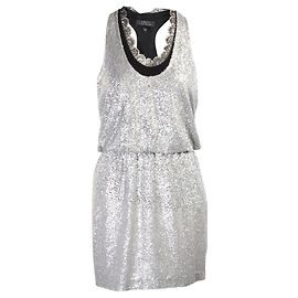 Robert Rodriguez Silbernes Paillettenkleid Silber Metallisch
