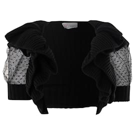 Red Valentino Kurzer Bolero mit Netzärmeln Schwarz