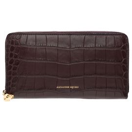 Alexander Mcqueen Portafoglio Continental con zip in rilievo cocco Marrone