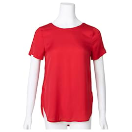 Michael Kors-Round Neck Short Sleeve Top-Red
