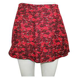 Valentino-Falda pantalón roja con estampado de labios-Roja