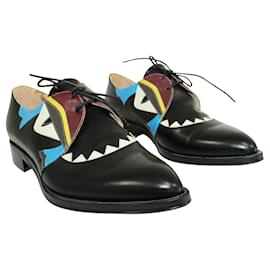 Fendi-Black Monster Eye Oxford Shoes-Black