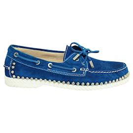 Christian Louboutin-Blue Suede Loafers-Blue