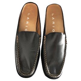 Autre Marque Leather Mules Black and Dark Brown T40 Black Dark brown