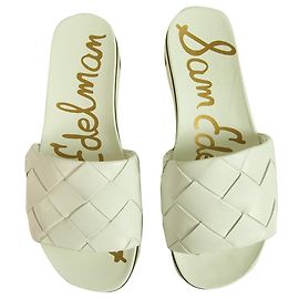 Sam Edelman Adaley White Braided Leather Rubber Sole Slides Sandals Flat Shoes sz 7 White