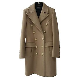 Balmain Camel Wollmantel Gr.40 Beige