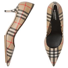 BURBERRY Pumps aus Leder mit Vintage Check-Muster Beige