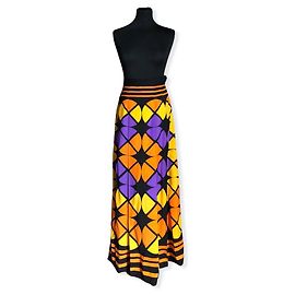 Saia Maxi Plissada Lanvin de Lã com Padrão Geométrico Multicor