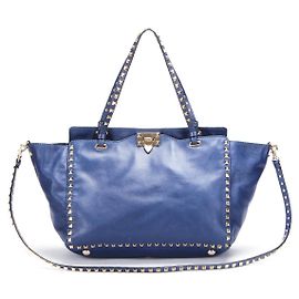 Valentino Leder Shopper Rockstud Blau Blau