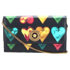 Versace Cartera De Cadena Con Medusa Estampada Con Corazones Multicolor