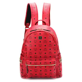 MCM Visetos Stark Backpack Red Red