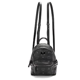MCM Visetos Studded Mini Stark Backpack Black Black