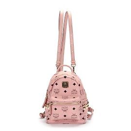 MCM Visetos Studded Mini Stark Backpack Pink Pink