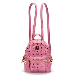 MCM Visetos Studded Mini Stark Backpack Pink