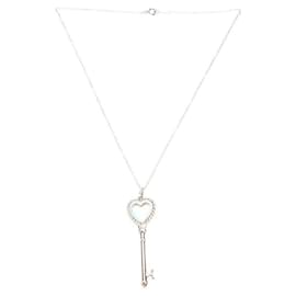 Tiffany & Co-Tiffany Sterling Silber Herz-Schlüsselanhänger-Halskette-Silber,Metallisch