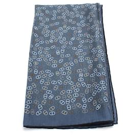 Hermès-Hermes Printed Silk Scarf-Blue