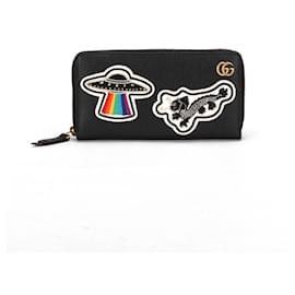 Gucci-Gucci GG Marmont Leather Patchwork Long Wallet-Black
